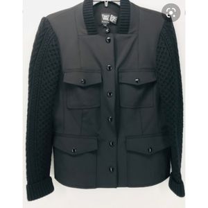 Worth Black Jacket Wool Ribbed Sweater Sleeves